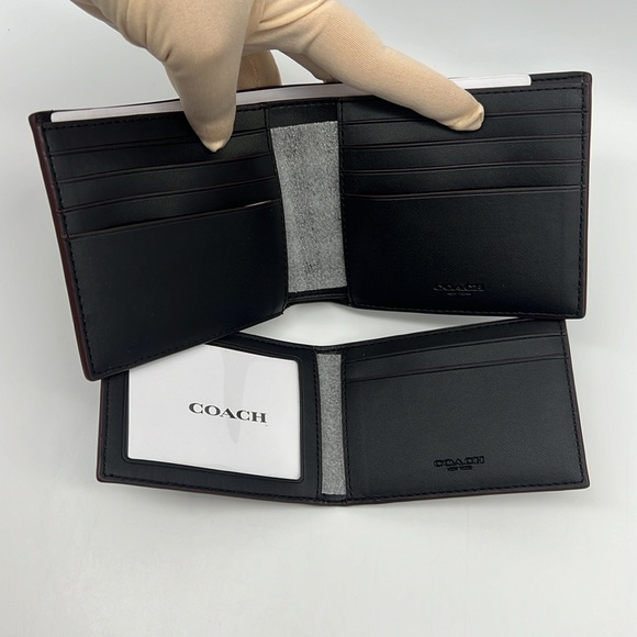 Boxed 3 In 1 Wallet Gift Set In Signature Canvas Black/Oxblood - Picture 4 of 14